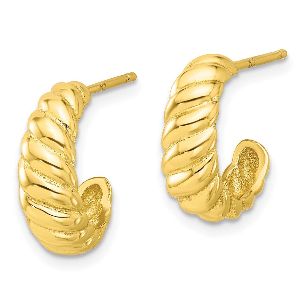 Yellow Gold-plated Sterling Silver Scalloped Post Hook Earrings