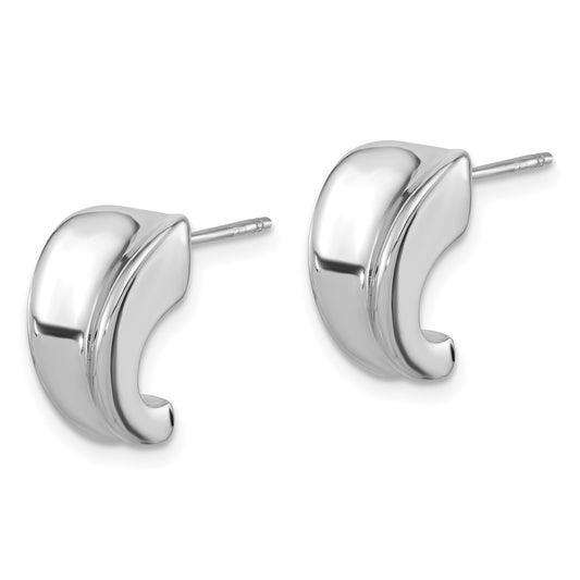 Rhodium-plated Sterling Silver Polished Graduating J-hoop Post Earrings