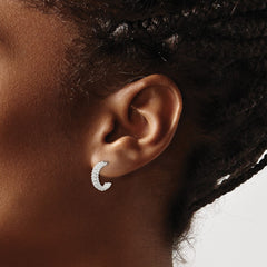 Sterling Silver E-coated Beaded Post Hoop Earrings