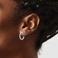 Sterling Silver E-coated Chain Design Post Hoop Earrings