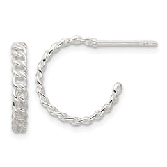 Sterling Silver E-coated Chain Design Post Hoop Earrings