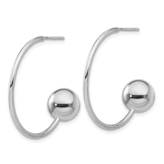 Sterling Silver Ball Hoop Post Earrings