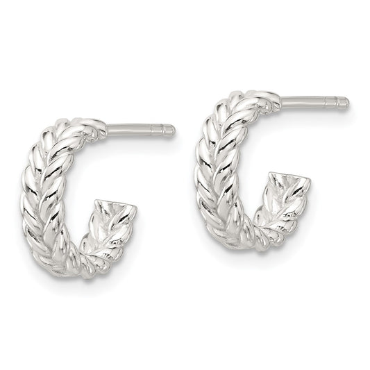 Sterling Silver E-coated Braided Post Hoop Earrings