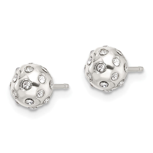 Sterling Silver Polished CZ 6.5mm Ball Stud Earrings