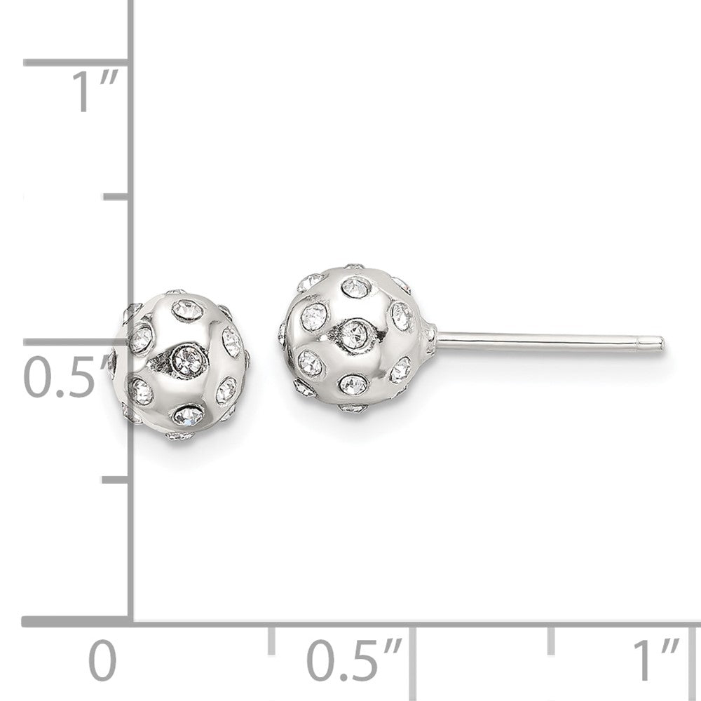 Sterling Silver Polished CZ 6.5mm Ball Stud Earrings