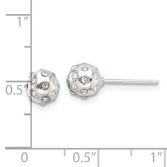 Sterling Silver Polished CZ 6.5mm Ball Stud Earrings