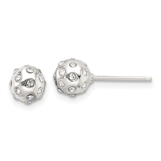 Sterling Silver Polished CZ 6.5mm Ball Stud Earrings