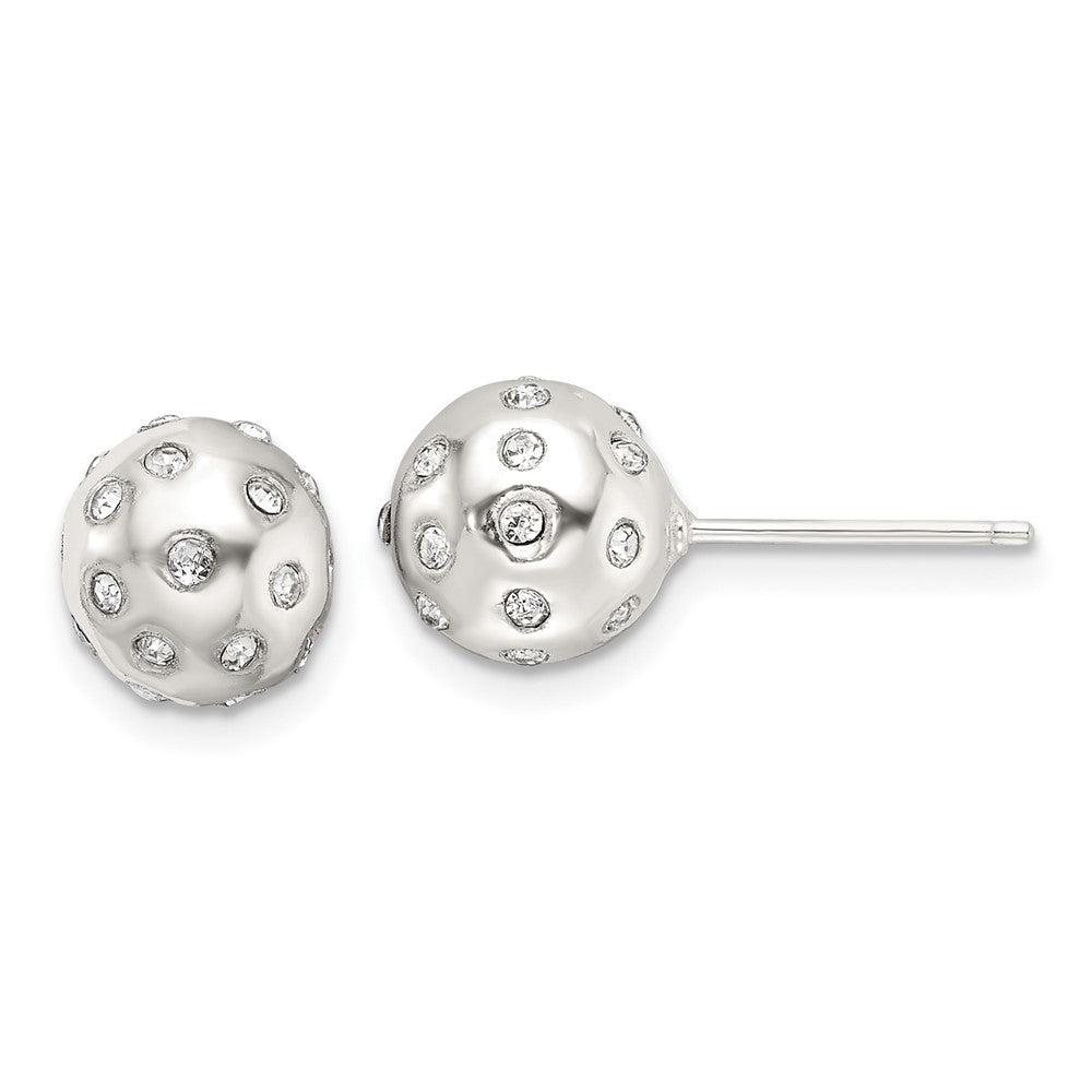 Sterling Silver Polished CZ 8.5mm Ball Stud Earrings