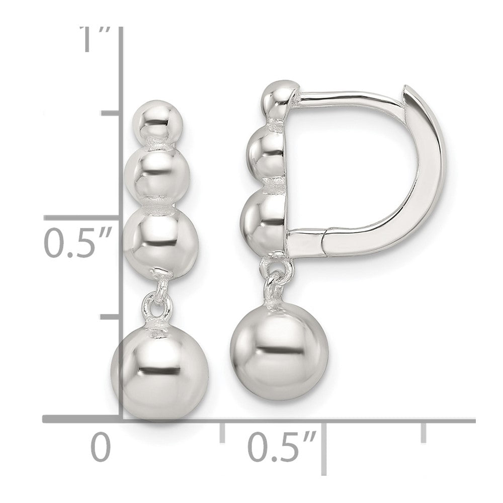 Sterling Silver E-Coating Ball Dangle Hoop Earrings