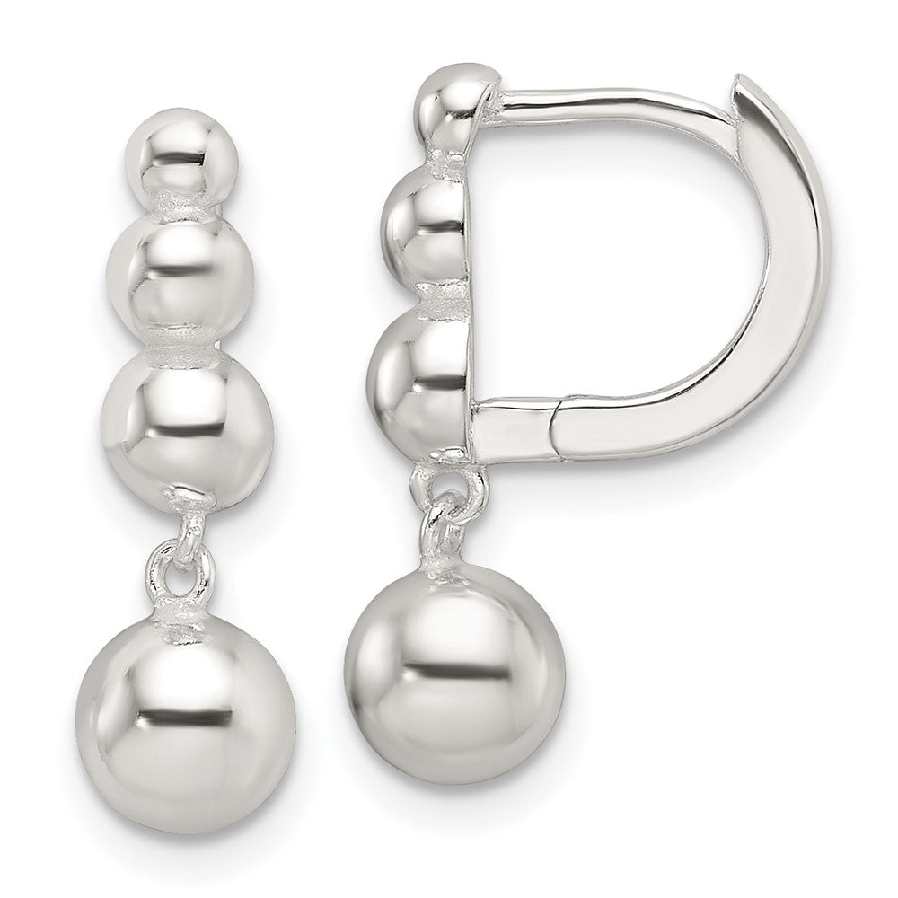 Sterling Silver E-Coating Ball Dangle Hoop Earrings