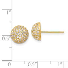Yellow Gold-plated Sterling Silver Pave CZ Domed Post Earrings