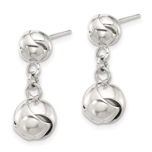 Sterling Silver Polished Knot Dangle Post Earrings