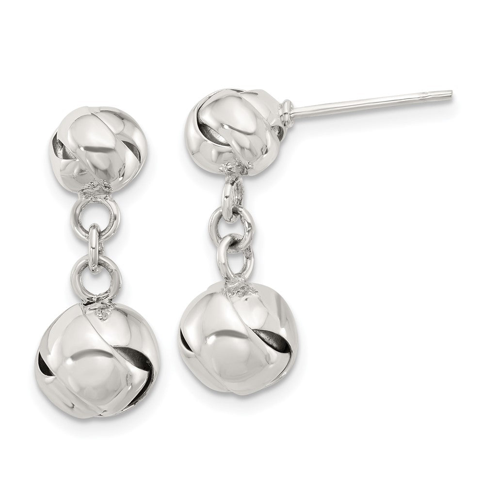 Sterling Silver Polished Knot Dangle Post Earrings