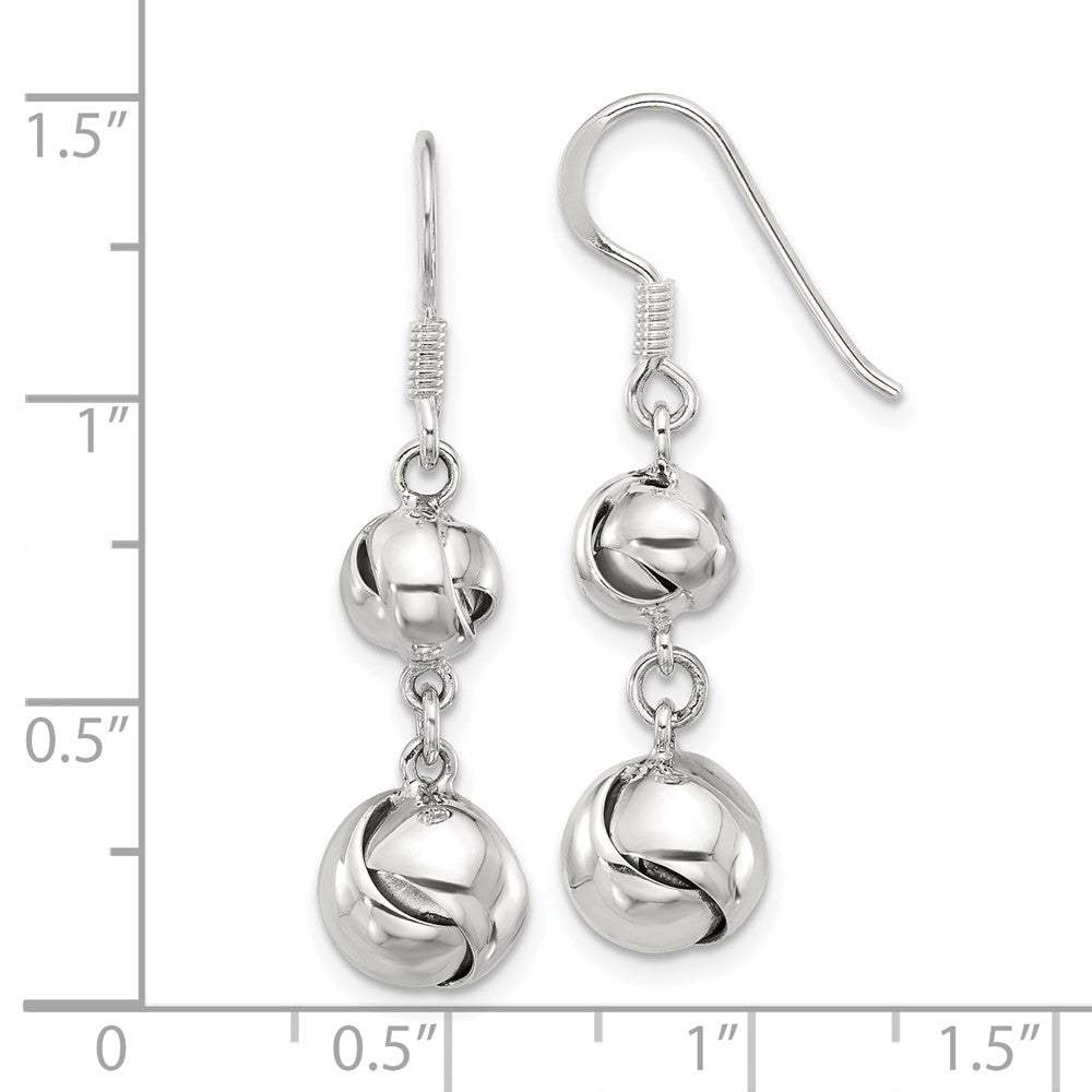 Sterling Silver Polished Knot Dangle Shepherd Hook Earrings
