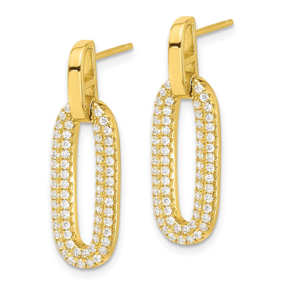 Yellow Gold-plated Sterling Silver Micro Pave CZ Post Dangle Earrings