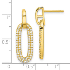 Yellow Gold-plated Sterling Silver Micro Pave CZ Post Dangle Earrings