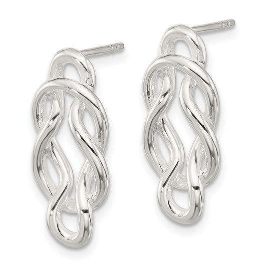 Sterling Silver Polished Double Fancy Knot Post Earrings