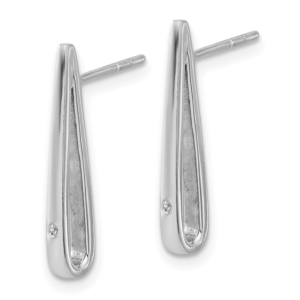 Sterling Silver Polished CZ Teardrop Post Earrings