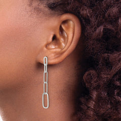 Sterling Silver E-coated Paperclip Link Post Dangle Earrings