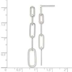 Sterling Silver E-coated Paperclip Link Post Dangle Earrings