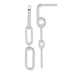 Sterling Silver E-coated Paperclip Link Post Dangle Earrings