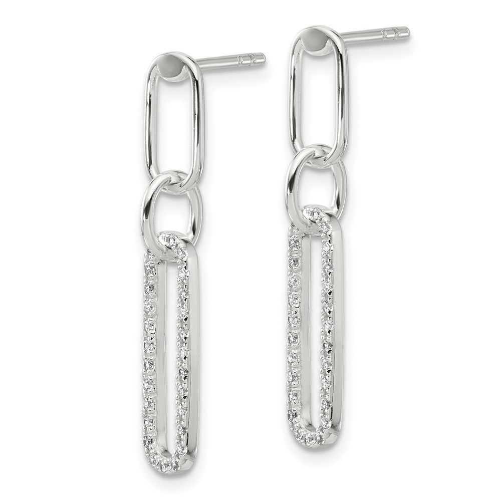 Sterling Silver E-coated CZ Post Dangle Earrings