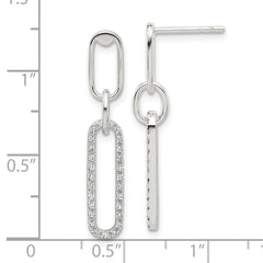 Sterling Silver E-coated CZ Post Dangle Earrings
