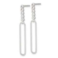 Sterling Silver E-coated CZ Post Dangle Earrings