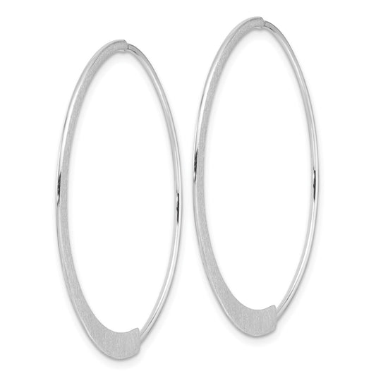Rhodium-plated Sterling Silver Brushed Textured Finish Threader Hoop Earrings