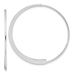 Rhodium-plated Sterling Silver Brushed Textured Finish Threader Hoop Earrings