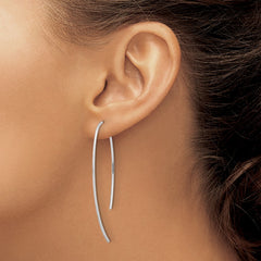 Rhodium-plated Sterling Silver Brushed and Lasered Threader Earrings