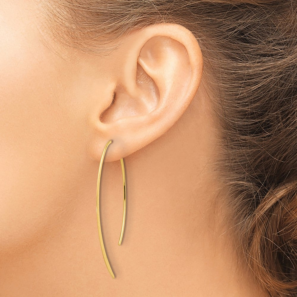 Sterling Silver Gold-plated Brushed and Lasered Threader Earrings