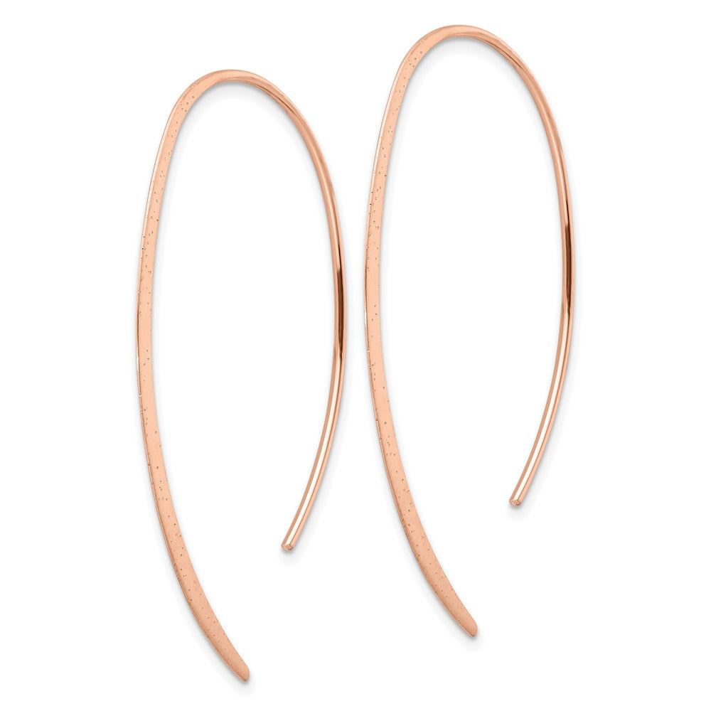 Sterling Silver Rose Gold-plated Brushed and Lasered Threader Earrings