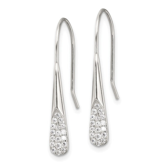 Sterling Silver Polished CZ Drop Dangle Earrings