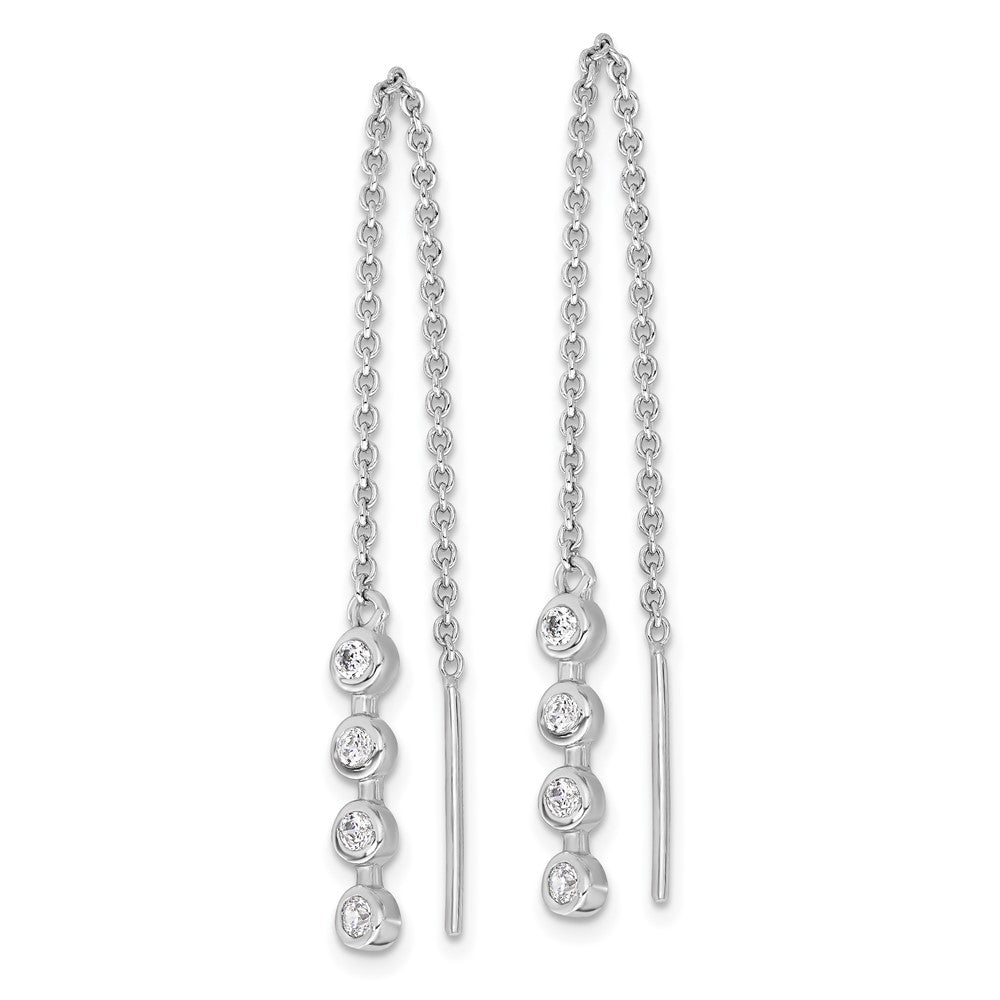 Sterling Silver Polished CZ Threader Earrings