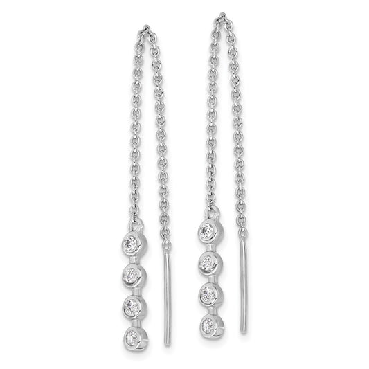 Sterling Silver Polished CZ Threader Earrings