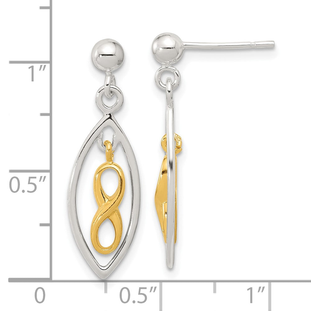 Sterling Silver and Gold-tone Infinity Drop Dangle Post Earrings