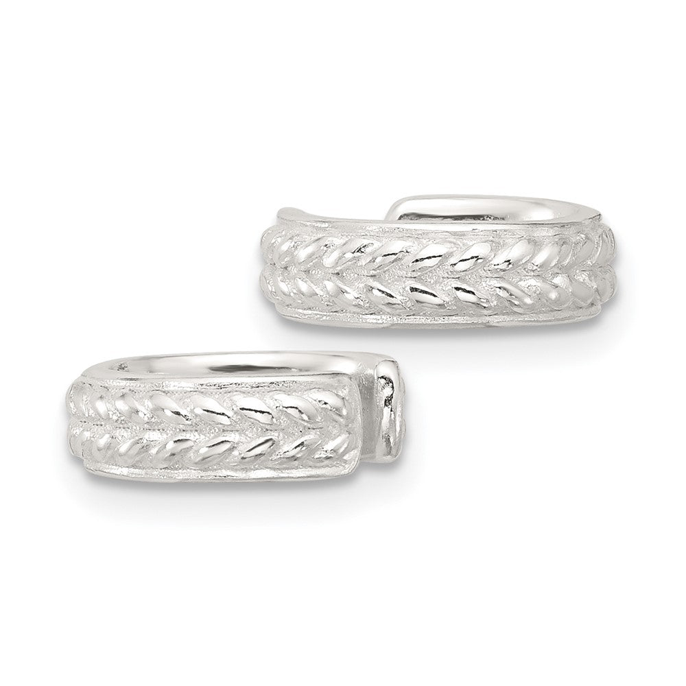 Sterling Silver E-Coating Polished and Textured Pair of 2 Ear Cuffs