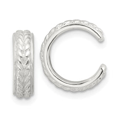 Sterling Silver E-Coating Polished and Textured Pair of 2 Ear Cuffs