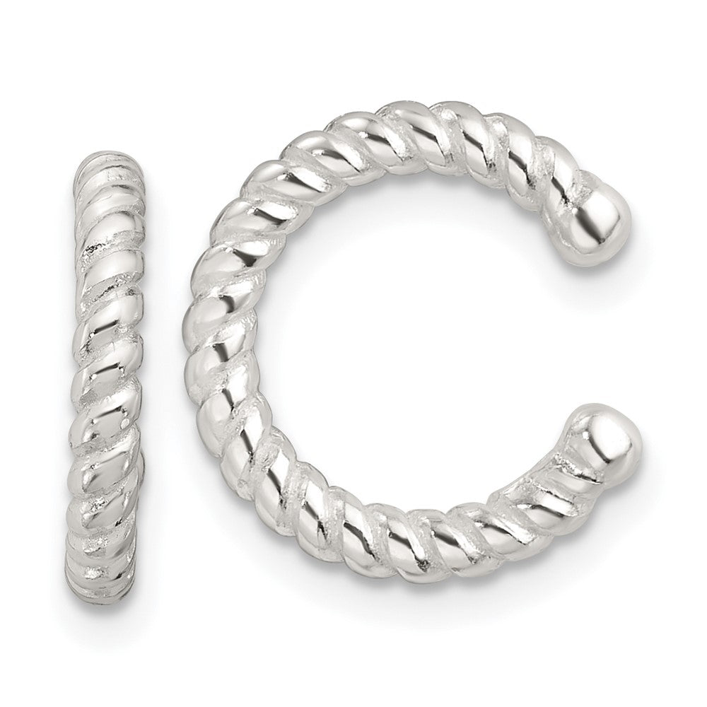 Sterling Silver E-Coating Textured Twist Pair of 2 Ear Cuffs