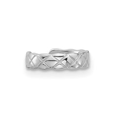 Rhodium-plated Sterling Silver Polished Criss-cross Design Single Cuff Earr