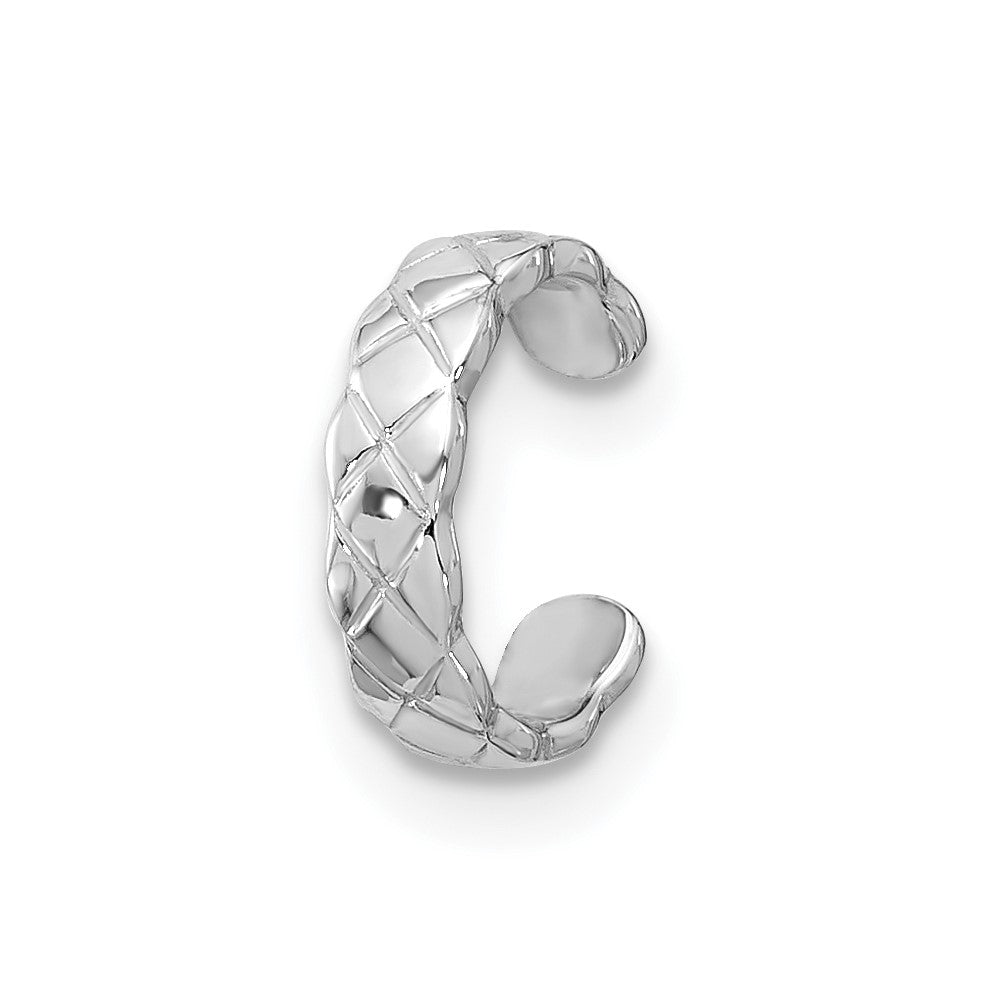 Rhodium-plated Sterling Silver Polished Criss-cross Design Single Cuff Earr