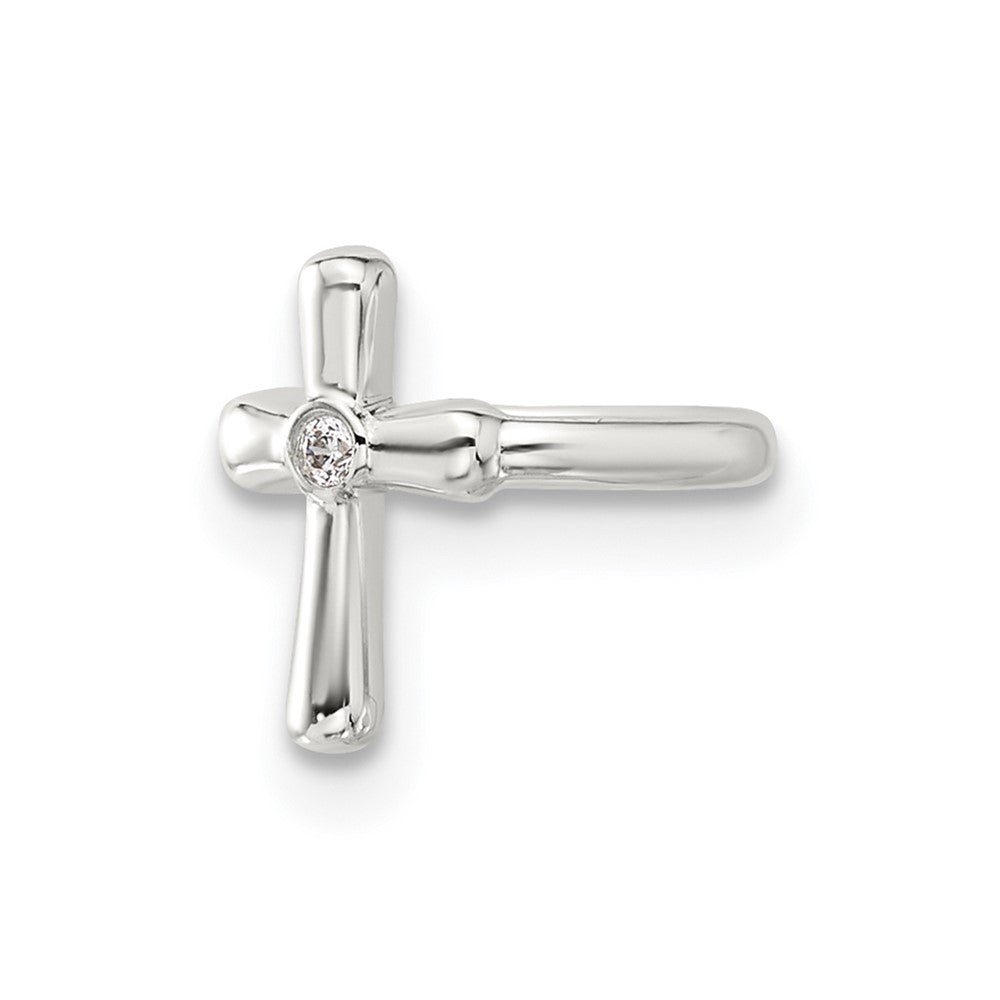 Sterling Silver E-coated with CZ Cross 1 Single Individual Ear Cuff