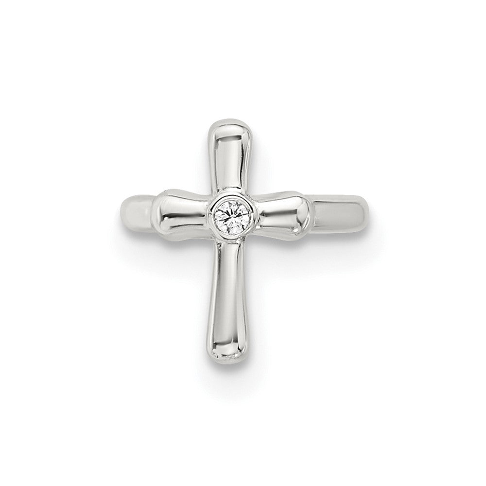 Sterling Silver E-coated with CZ Cross 1 Single Individual Ear Cuff