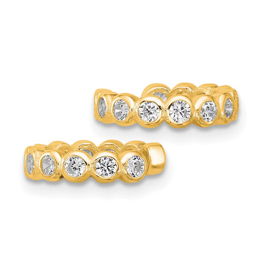 Yellow Gold-plated Sterling Silver CZ Pair of 2 Ear Cuffs