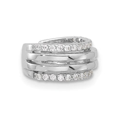 Rhodium-plated Sterling Silver Polished with CZ Single Cuff Earrings