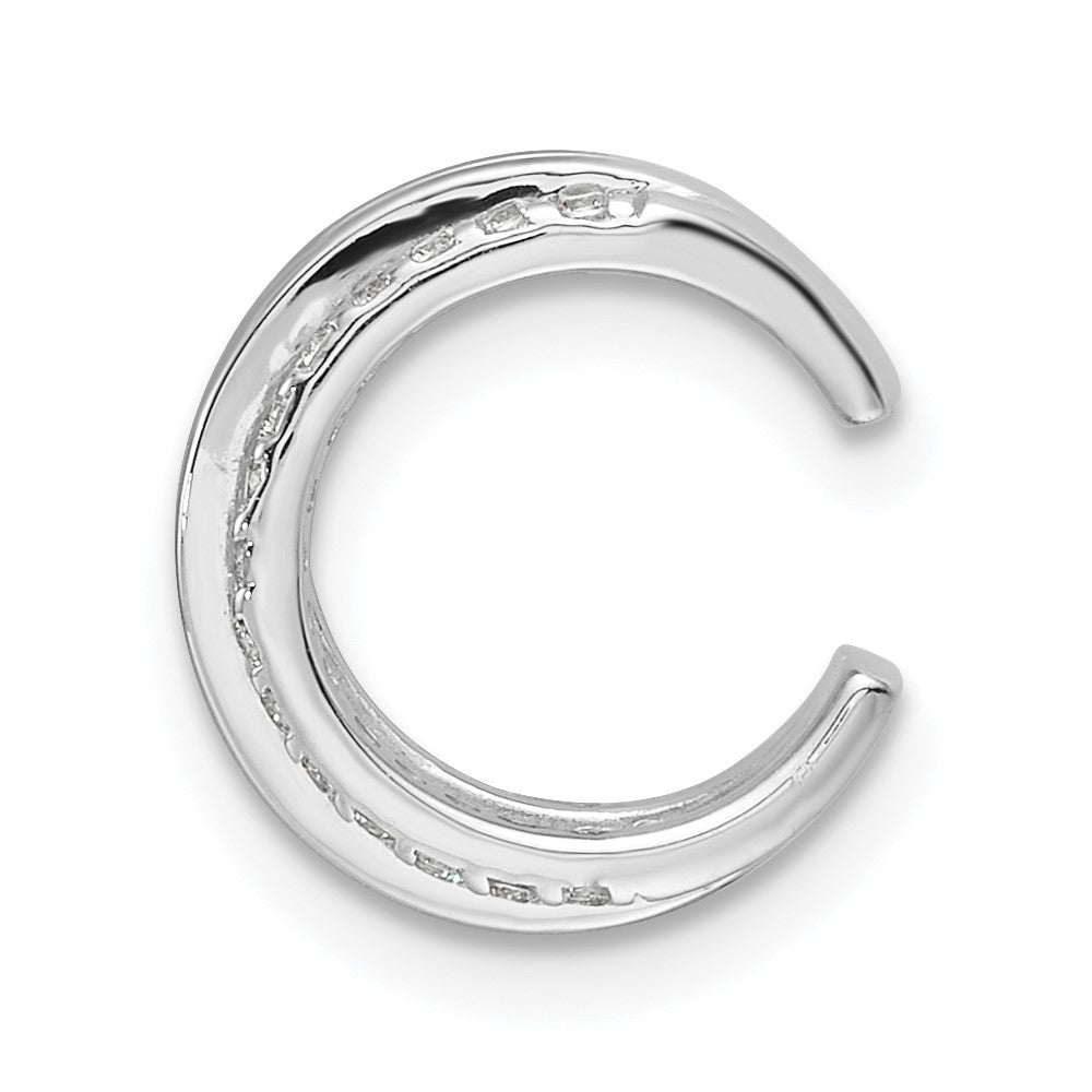 Rhodium-plated Sterling Silver Polished with CZ Single Cuff Earrings