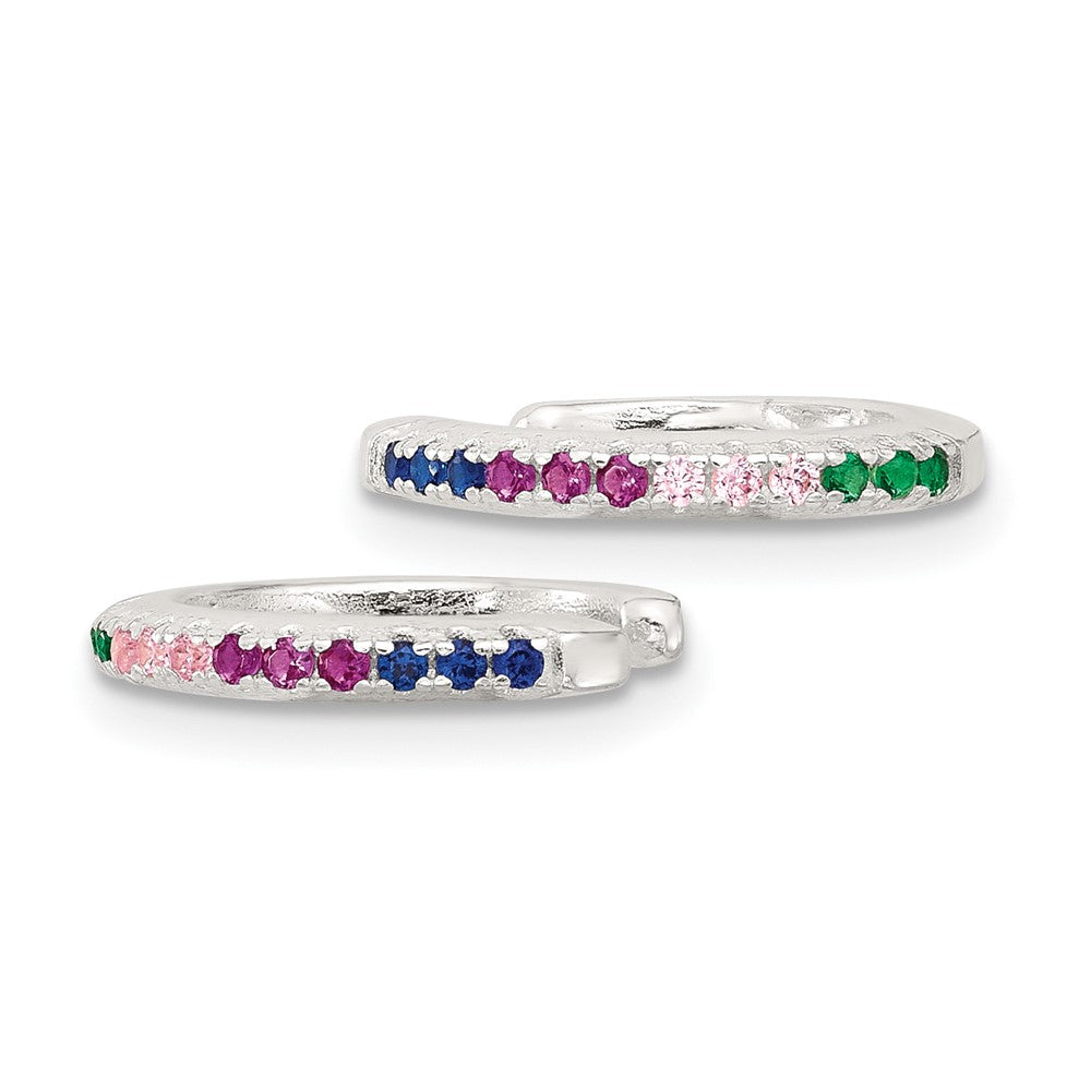 Sterling Silver E-Coating Multi Colored CZ Pair of 2 Ear Cuffs