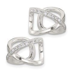 Sterling Silver E-Coating CZ Twisted Pair of 2 Ear Cuffs