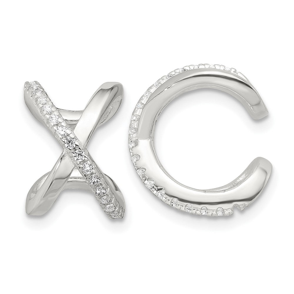 Sterling Silver E-Coating CZ Twisted Pair of 2 Ear Cuffs